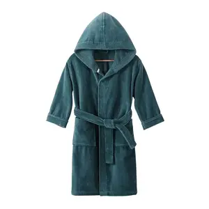 Many Color Kids Bathrobe Available Combed Cotton Kids Hooded Bathrobe