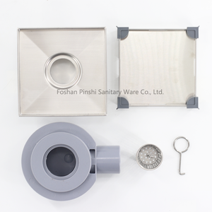 Drain <span class=keywords><strong>de</strong></span> douche encastré <span class=keywords><strong>de</strong></span> haute qualité 15x15CM (6 pouces) avec adaptateur <span class=keywords><strong>de</strong></span> sortie horizontale en acier inoxydable 304 brossé - Product Image 6