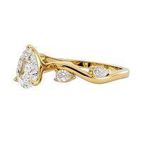 Bagues de fiançailles en or massif 10k 14k avec diamant de laboratoire HPHT de 1 carat, taille poire CVD, personnalisées pour femmes et hommes, certifiées IGI