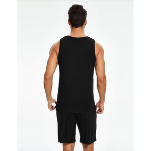 Ensemble de pyjama confortable pour homme en coton tricoté 100% et viscose de bambou, débardeur et short, 2 pièces, vêtements de détente - Product Image 4