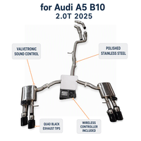 Échappement Cat-Back à valves SS304 pour Audi A5 B10 2.0T 2025 Quattro, embouts noirs quadruples, soudé TIG, son profond, performance
