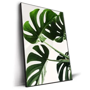 Pintura en lienzo con impresiones modernas, póster decorativo de pared, planta nórdica de hojas verdes