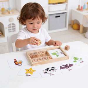 Educational Wooden <strong>Alphabet</strong> <strong>Block</strong> Set for Baby Spell Matching Letters Games with Sticker Logo Building Theme PC Paper Materials - Product Image 2