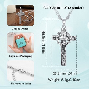 Merryshine Ciondolo Croce di Gesù con Corona di <span class=keywords><strong>Spine</strong></span> in Rame, Collana Religiosa Cristiana Cattolica per la Fede e la Protezione - Product Image 3