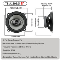 Altavoces Coaxiales para Auto de Alta Potencia, 4"/5"/6"/6x9", 220W, 4Ω, Sistema Estéreo Universal de Rango Completo con Borde de Goma