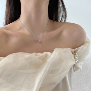 Collares Dylam Delicate para Mujer, Plata de Ley 925, Hipoalergénicos, Sin Níquel, Cadena de Eslabones, Colgante de Corazón Rosa con Circonita Cúbica 5A - Product Image 3