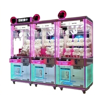 Machine d'arcade à griffes de grue avec boîte de rangement supérieure pour les grands centres de jeux, machine à pièces de monnaie en anglais avec verre trempé en métal