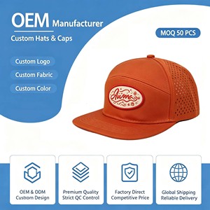 <b>Waterproof</b> Laser Perforated 5 Panel Flat Brim Rope Cap OEM Custom LogoComfortable Unisex Outdoor Surfing Golf Sports <b>Hat</b> - Product Image 1