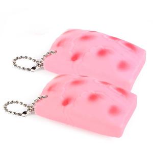 CHENXI Jouet anti-stress créatif en forme de gâteau de riz rose, à presser, porte-clés DIY pour enfants de 8 ans et plus, unisexe - Product Image 2