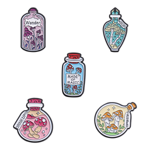 Funghi In una bottiglia di smalto spille su misura di magiche spille risvolti divertente gioielli regalo per i bambini amici - Product Image 2