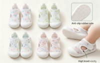 Sandales pour tout-petits en maille ajourée, motif dessin animé, embout anti-collision, semelle souple légère, chaussures de berceau pour nouveau-nés