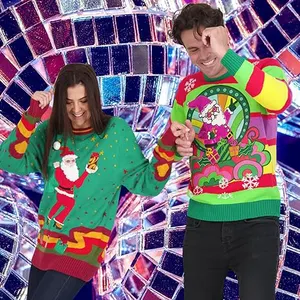 Вязаный акриловый Уродливый Рождественский свитер с круглым вырезом зимний семейный Рождественский свитер Роскошная трикотажная одежда от производителей
