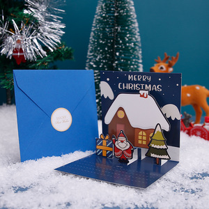 Biglietti d'Auguri 3D Pop-up Natalizi con Scena Invernale Montagna e Neve, Babbo Natale, Area Vuota per Scrittura, Vendita all'Ingrosso - Product Image 4
