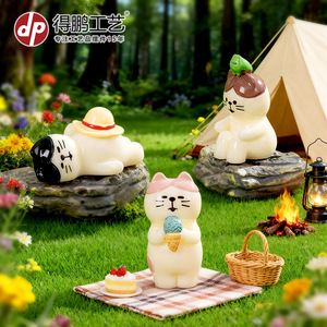 Dp Miniatura de Gato de Dibujos Animados en Resina, Accesorios Decorativos para el Hogar, Escritorio, Adorno para Coche - Product Image 3