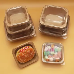 300ml 500ml 700ml 1000ml Recipiente Rectangular Eco Friendly Descartável Salada Fast Food Box P[aper Bowl Com Tampa