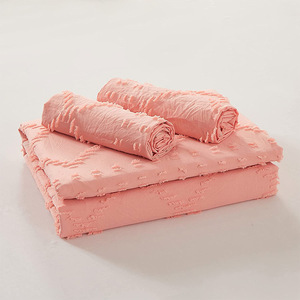 Aoyatex Nuevo diseño suave Jacquard Clips Juego de edredón y funda de almohada Juego de funda nórdica con mechones Ropa de cama - Product Image 5