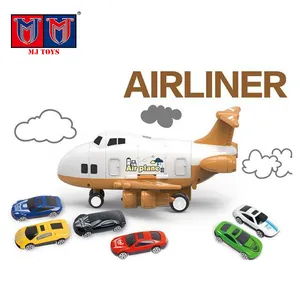 Factory Direct Selling Box Storage Cartoon Alloy Cars Parking Transport Airplane Pull Friction Aircraft for Kids
