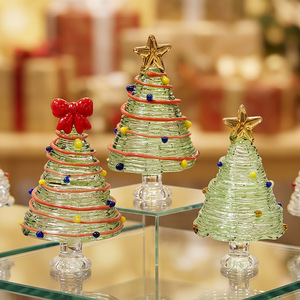 Árbol de Navidad de Vidrio Hecho a Mano con Luces LED, Adorno de Escritorio, Regalo Navideño, Decoración - Product Image 2