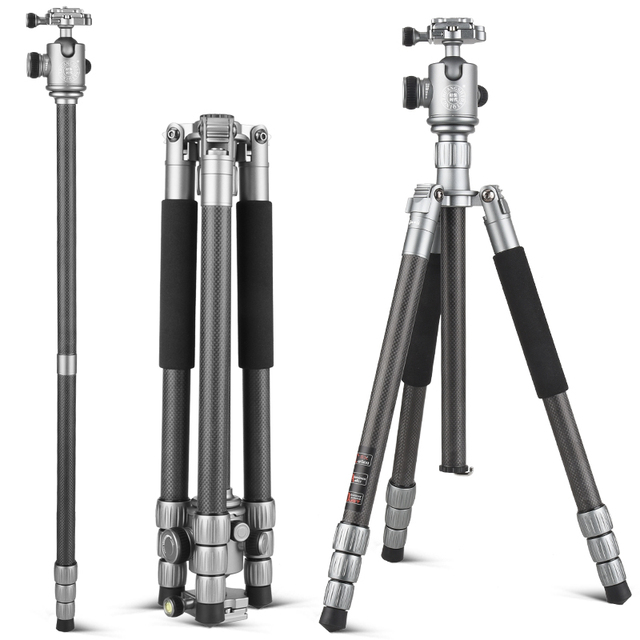 QZSD 160CM High Colorful Professional Carbon Fiber Tripod Stand With Panoramic Ball Head for DSLR Digital Video Camera