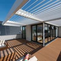 Pergola à lames orientables, toit imperméable, aluminium PE, largeur maximale de 6 mètres, bois traité sous pression naturel, type extérieur, imperméable