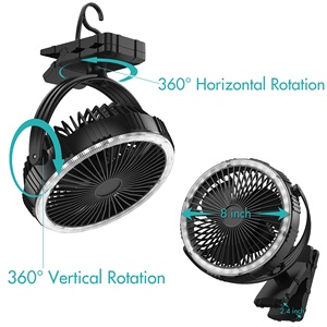 Ventilador de Clip Recargable de 10000mAh para Exteriores con Luz LED y Gancho para Colgar, Ideal para Carritos de Golf, Tiendas de Campaña, Oficinas y Escritorios - Product Image 5
