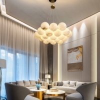 Lustre en globe d'albâtre espagnol JYLIGHTING, cuivre, LED, télécommande, luminaire suspendu pour salle à manger