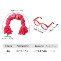 Ensemble Chapeau Perruque Lunettes en Laine Baboney pour Animaux – Accessoires Amusants Couleurs Dopamine Prêts pour la Fête – Toutes Saisons