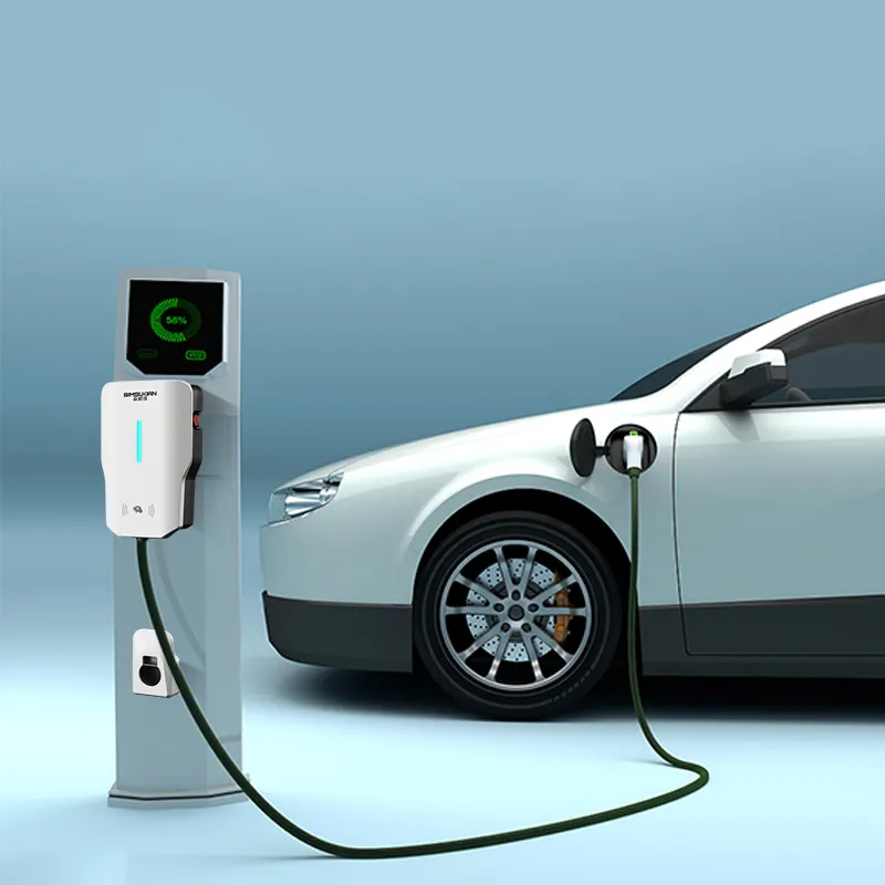 Chargeur de voiture électrique mural ev 22 kw à courant alternatif chargeur de voiture électrique wallbox 22 kw avec led