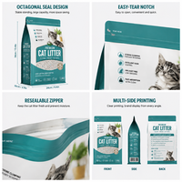 Kantong Kemasan Pasir Kucing Heavy Duty Pet Care 1.5 kg Tahan Tusukan Alas Datar Resealable Zipper 8 Sisi Segel