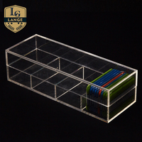 Boîte de rangement pour 100 jetons LANGE LA-T01, présentoir professionnel en acrylique transparent pour casino, plateau à jetons de poker avec couvercle