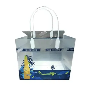 Customize Large beach bag Waterproof Summer Soft Transparent Sea Bags Beach Pvc Carry Shopping Handle Tote Gift Bag With Logo