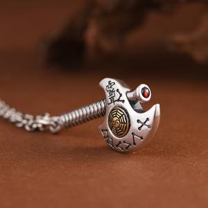 S925 Sterling Silver axe <strong>Pendant</strong> Thai Silver Punk Gothic Fashion Jewelry Tai <strong>Chi</strong> and Eight Trigrams Pattern Men's <strong>Pendant</strong> - Product Image 6