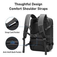 Sac à dos extensible pour ordinateur portable, grande capacité, sac à dos de voyage et d'affaires avec port USB, poches de rangement multi-couches pour hommes