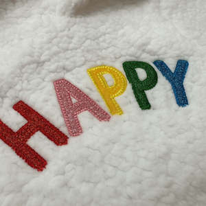 Sweat à capuche duveteux Sherpa polaire pour filles OEM ODM Vente en gros Pull-over pour enfants avec broderie de lettres arc-en-ciel - Product Image 2