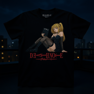 T-shirt da adulto Death Note Misa Amane nera, ufficiale, serigrafata, casual, girocollo, vestibilità regolare, in jersey 100% cotone - Product Image 2