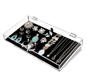 Black Acrylic Rectangular <strong>Security</strong> for Showcase Safe Box <strong>Display</strong> Tray Locking Holder for Watches Jewelry Eyewear Key Padding - Product Image 1