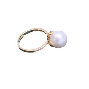 Bague en argent Zhuji Edison S925, perle d'eau douce ronde de 10-11 mm, lumière intense, minimaliste, faite à la main avec de fines imperfections - Product Image 5