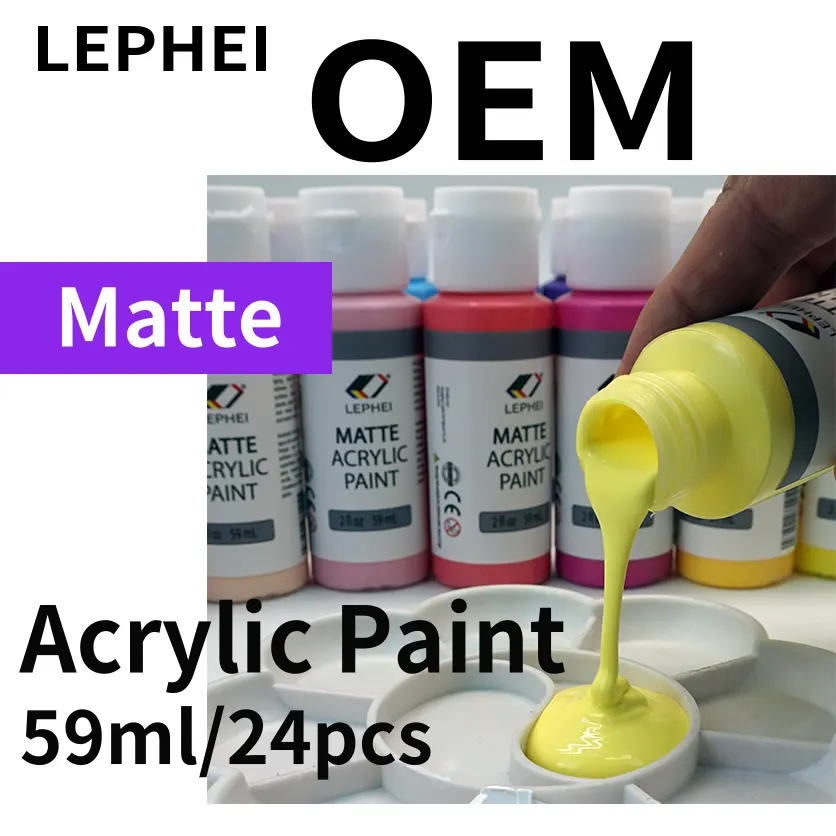 LEPHEI acrylic colour matte 59ml 2OZ 24colors/set factory OEM non-toxic