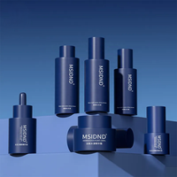 Botol Pompa Serum Lotion Kosmetik Kaca Silinder Warna Kustom Alas Tebal dengan Tutup Plastik Ulir, Stoples Krim Wajah Perawatan Kulit