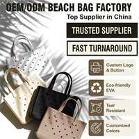 Sac de plage en EVA imperméable avec logo personnalisé, perforé, lavable, sac de plage en EVA, sac fourre-tout en caoutchouc pour femmes, voyage d'été, extérieur