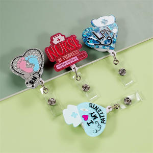 Хит продаж: медицинские акриловые держатели для бейджей медсестер, выдвижные, с блестками, акриловые держатели для бейджей с логотипом, аксессуары для медицинских учреждений - Product Image 2