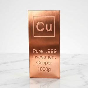 Barre de Cuivre d'Investissement Pur 999, 1000g, Forme Carrée, Non Allié, Finition Brossée - Product Image 1