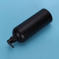 Bouteille ronde en HDPE noir mat de 950 ml pour shampoing, lotion, après-shampoing avec pompe, impression UV personnalisée pour gel douche et soins capillaires