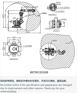 BORUNTE BRTIRUS2520B Bras robotisé industriel robuste à 6 axes, charge utile de 200 kg, portée de 2570 mm pour la manutention des matériaux - Product Image 5