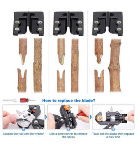 Kit d'outils de greffage et de taille pour arbres fruitiers et vignes, comprenant des cisailles de taille, des ciseaux et un coupe-câbles, avec poignée antidérapante - Product Image 3