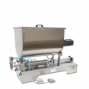 Horizontale Zuiger Vulmachine Met Roer Tank 80L Voor Bonen Pasta Glazen Pot Vulmachine Met Mayonaise