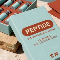 Boîte rigide personnalisée avec couvercle et base verts pour flacons de peptides, 6 flacons, soins personnels, carton gris, impression offset