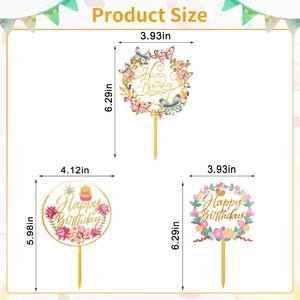 2026 New Cross-Border Flower Acrylic <b>Cake</b> Topper Wedding Party Happy <b>Cake</b> <b>Decoration</b> Valentine's Day Christmas Easter Ramadan - Product Image 4