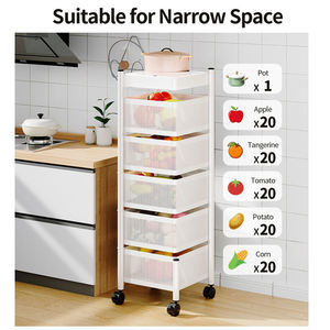 Carrito Organizador de <span class=keywords><strong>Cocina</strong></span> con Ruedas y Cestas Giratorias de 5 Niveles para Almacenamiento de Frutas y Verduras, Venta al por Mayor OEM - Product Image 4