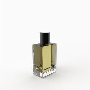 Botella de perfume de cristal transparente Poussin de 50ml al por mayor con bomba de perfil bajo negra brillante en línea - Product Image 1